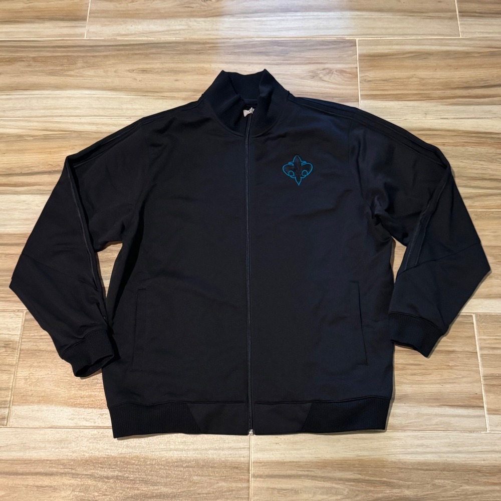 Rare Vintage Adidas NBA New Orleans Hornets Warm Up Jacket Black Teal Size 2XL